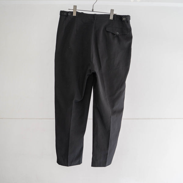 around 1980s Europe black color one tuck slacks -with side adjuster-