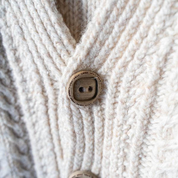 around1990s white beige color wool cardigan 'wood button'