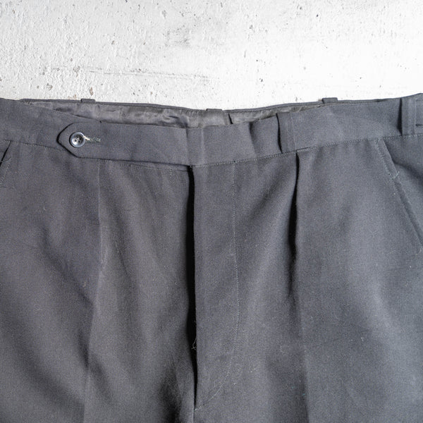 around 1980s Europe black color one tuck slacks -with side adjuster-