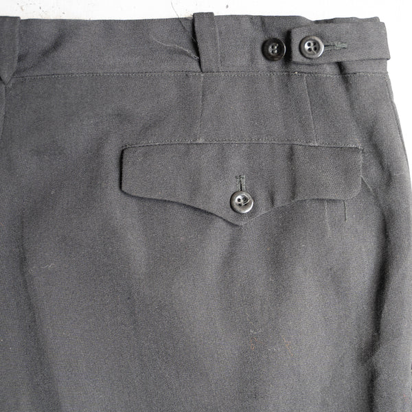 around 1980s Europe black color one tuck slacks -with side adjuster-