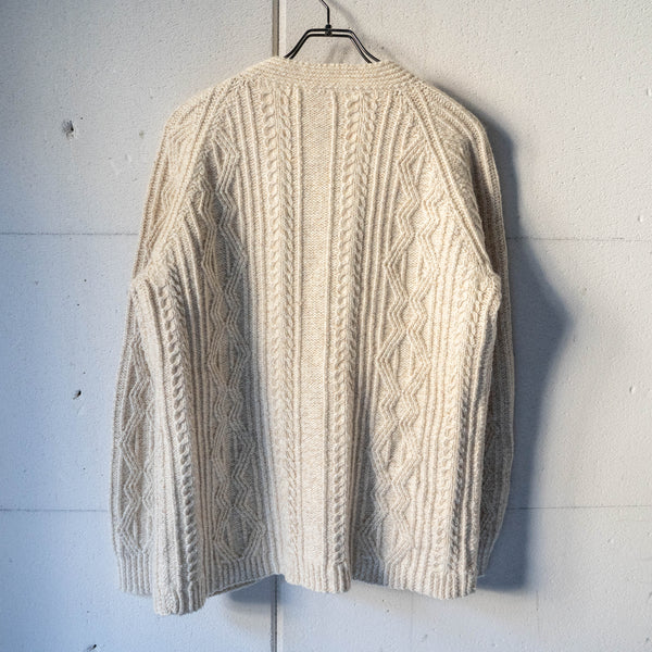 around1990s white beige color wool cardigan 'wood button'