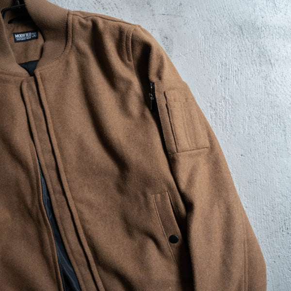 2000s brown wool MA-1 jacket