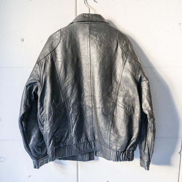 1980-90s Germany black color design leather jacket