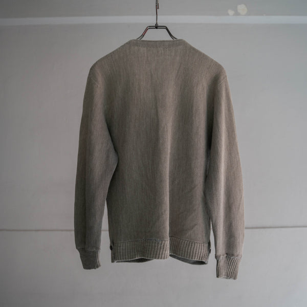 1980-90s gray 2 pockets cardigan -good boro-