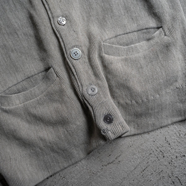 1980-90s gray 2 pockets cardigan -good boro-