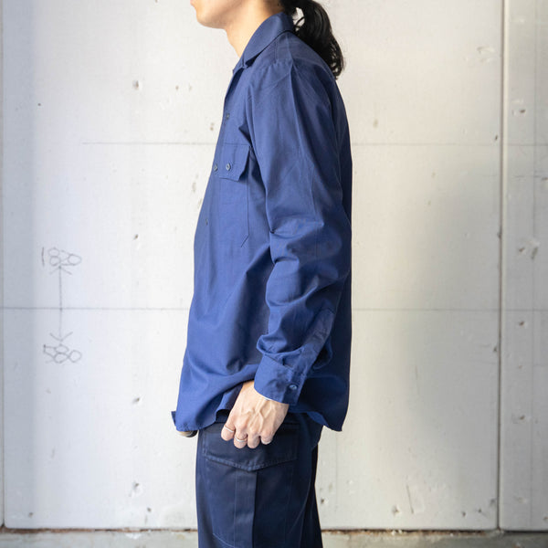 1970s France blue work shirt 'dead stock' -without epaulette-