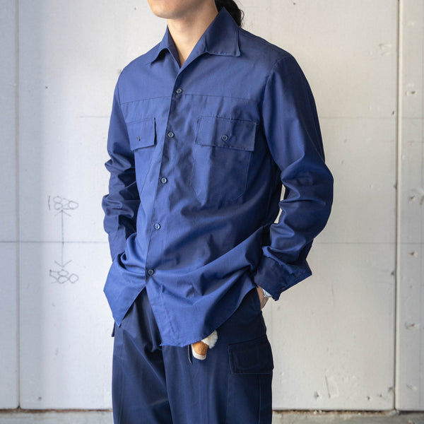 1970s France blue work shirt 'dead stock' -without epaulette-
