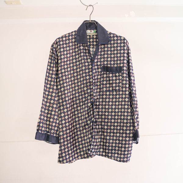 around1990s Europe all-over pattern open collar pajama shirt