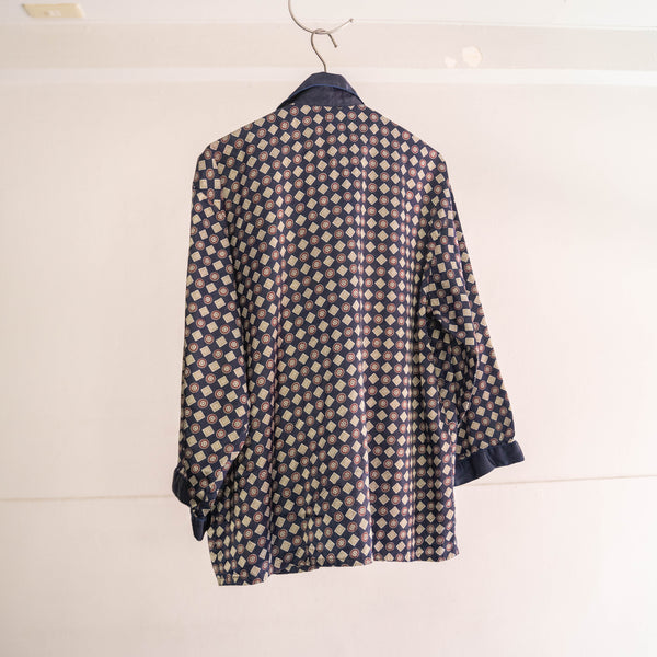 around1990s Europe all-over pattern open collar pajama shirt