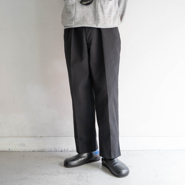 around 1980s Europe black color one tuck slacks -with side adjuster-