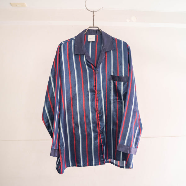 around1990s Europe navy base stripe pajama shirt