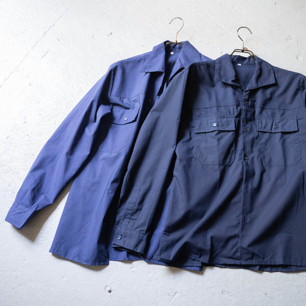 1970s France blue work shirt 'dead stock' -without epaulette-