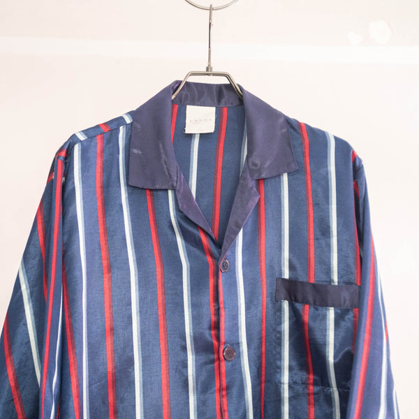 around1990s Europe navy base stripe pajama shirt