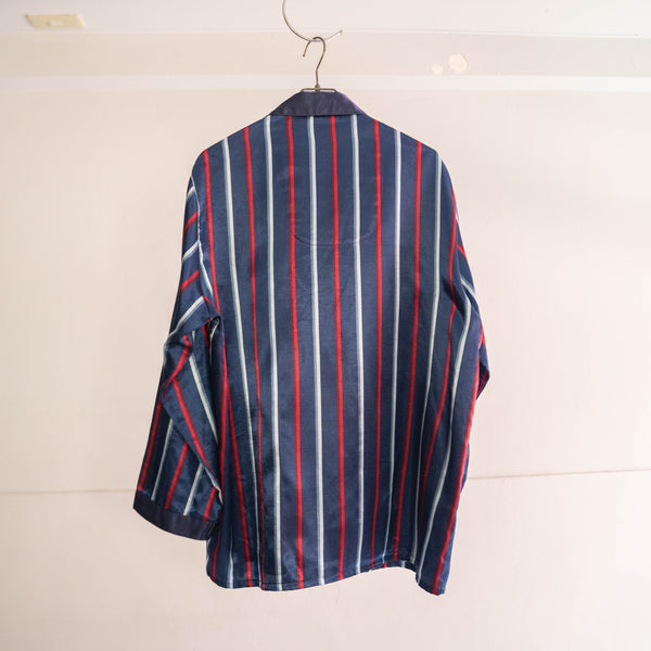 around1990s Europe navy base stripe pajama shirt