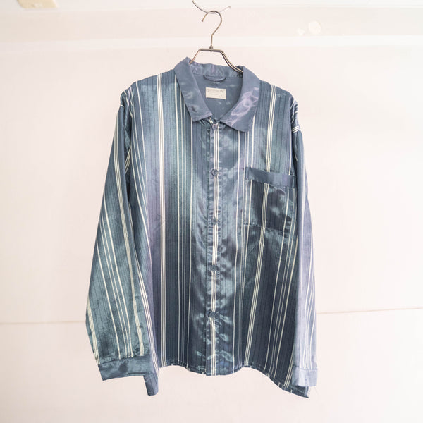 around1990s Germany navy blue color stripe pattern pajama shirt