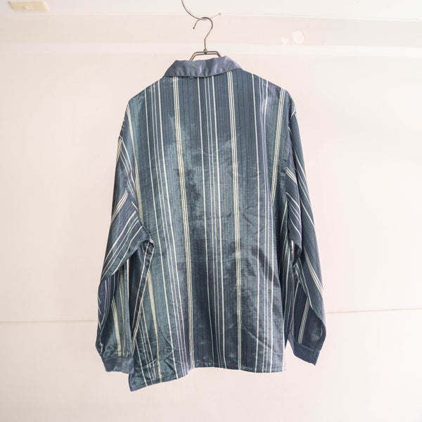 around1990s Germany navy blue color stripe pattern pajama shirt