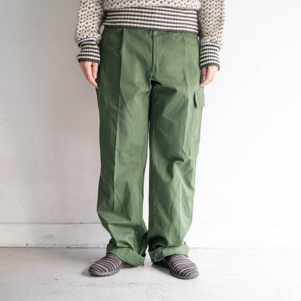 1990s German police green color cotton × poly cargo pants