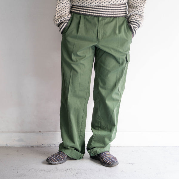 1990s German police green color cotton × poly cargo pants