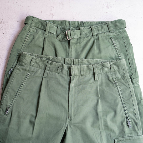 1990s German police green color cotton × poly cargo pants