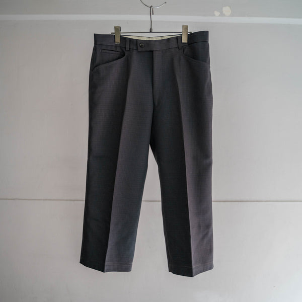 1990s Japan vintage gray based poly 100 slacks with coin pocket