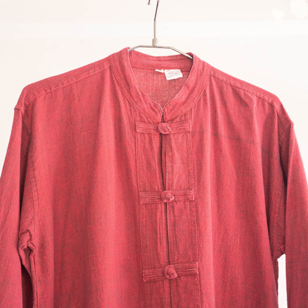 1980-90s wine red color china shirt