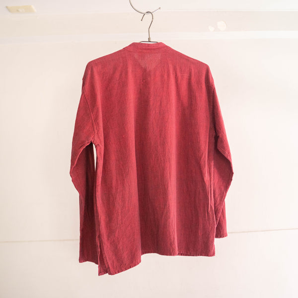 1980-90s wine red color china shirt