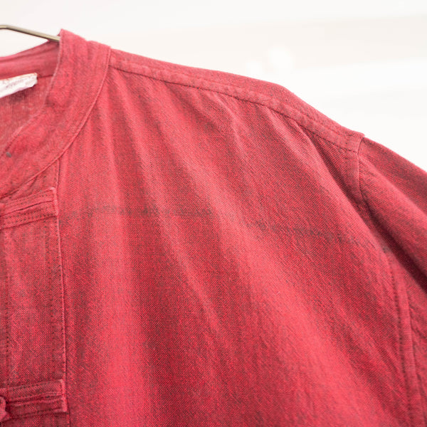 1980-90s wine red color china shirt