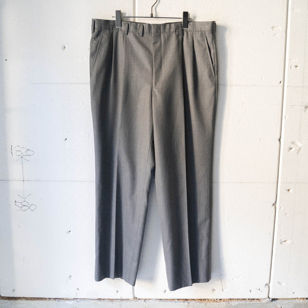 around1990s Japan vintage gray base poly × wool stripe slacks