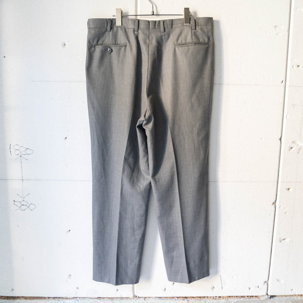 around1990s Japan vintage gray base poly × wool stripe slacks