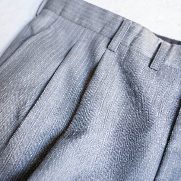 around1990s Japan vintage gray base poly × wool stripe slacks