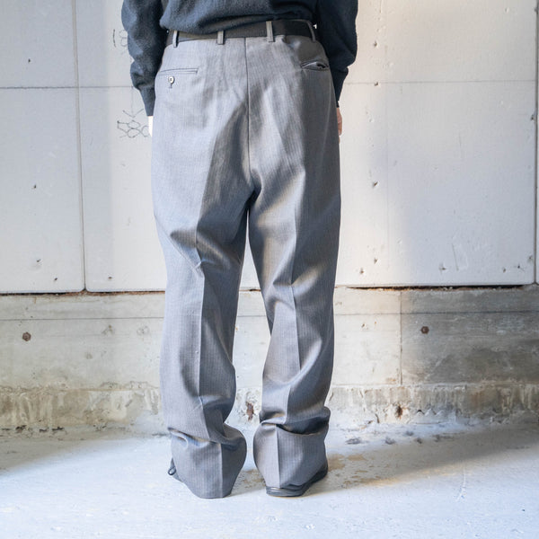 around1990s Japan vintage gray base poly × wool stripe slacks