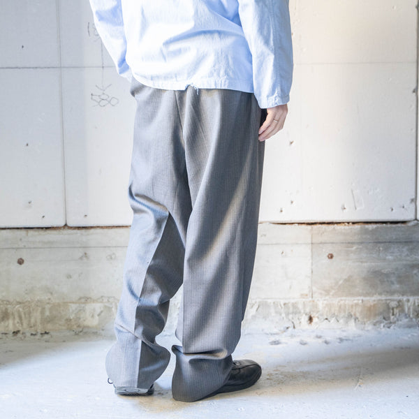 around1990s Japan vintage gray base poly × wool stripe slacks