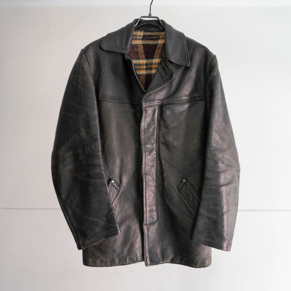 1950-60s French cow leather car coat 'good fade'