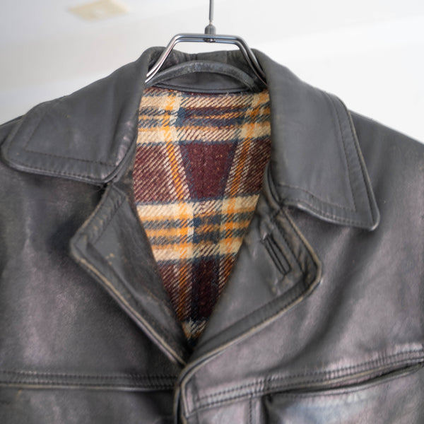 1950-60s French cow leather car coat 'good fade'