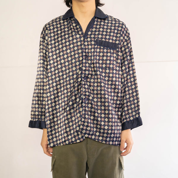 around1990s Europe all-over pattern open collar pajama shirt