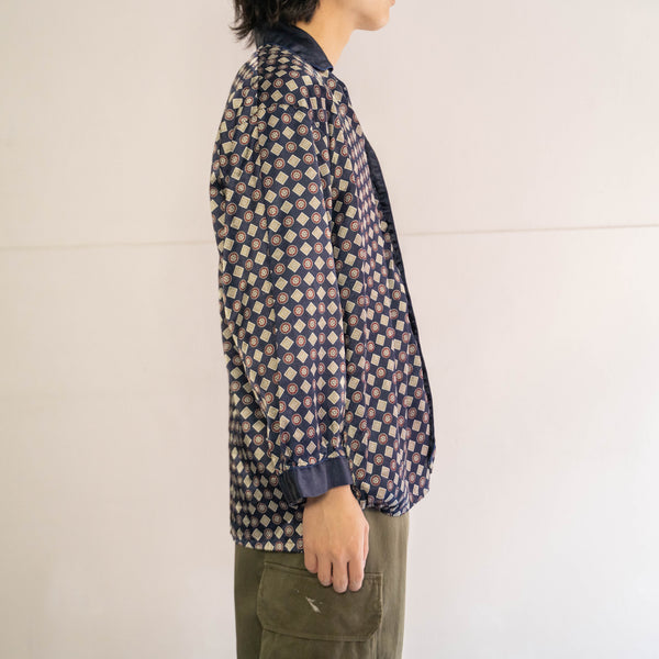 around1990s Europe all-over pattern open collar pajama shirt