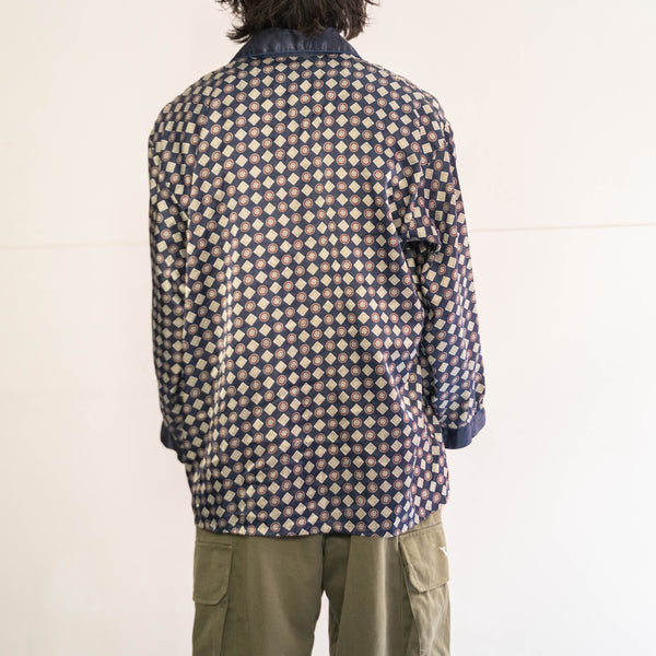 around1990s Europe all-over pattern open collar pajama shirt