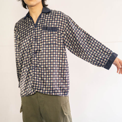 around1990s Europe all-over pattern open collar pajama shirt