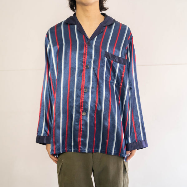 around1990s Europe navy base stripe pajama shirt