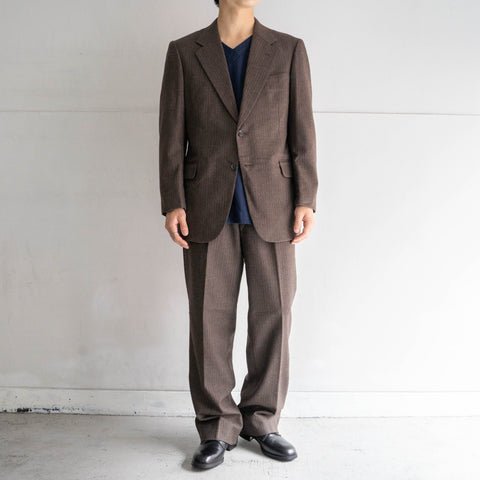 around 1970s Japan vintage brown color wool striped set up