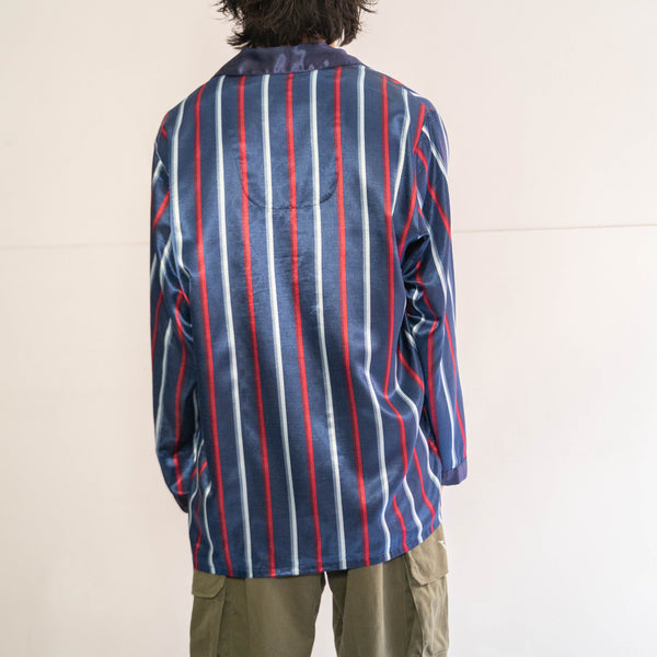 around1990s Europe navy base stripe pajama shirt