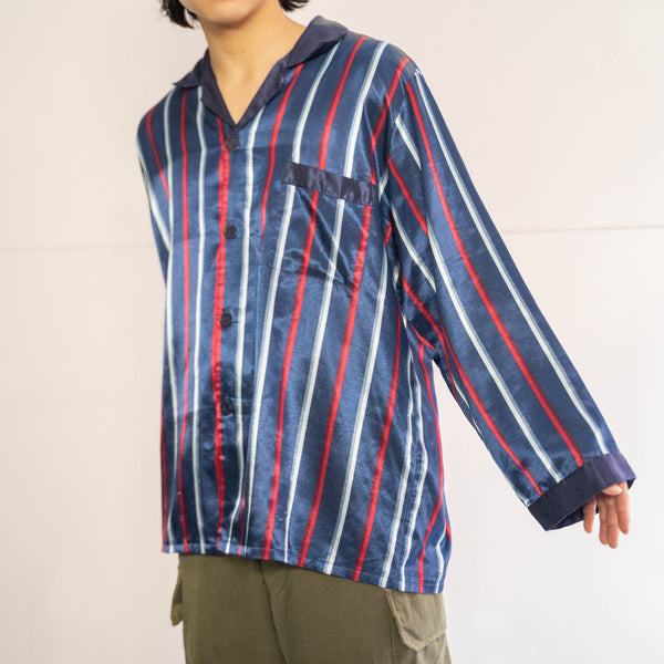 around1990s Europe navy base stripe pajama shirt