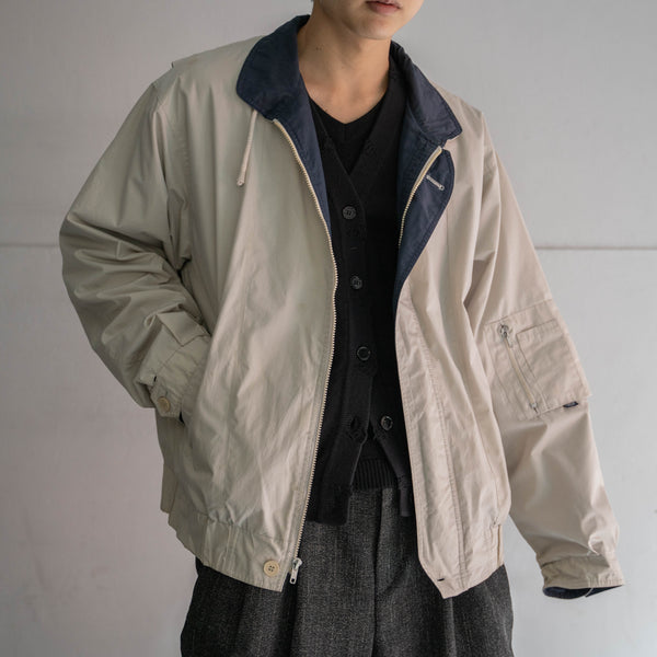 1980-90s off white short blouson -chin strap & liner-