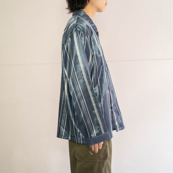 around1990s Germany navy blue color stripe pattern pajama shirt