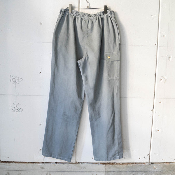 1990-00s Europe chef wide pants "black dyed-" -with cargo pocket & back pocket-