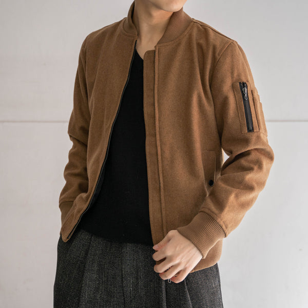 2000s brown wool MA-1 jacket