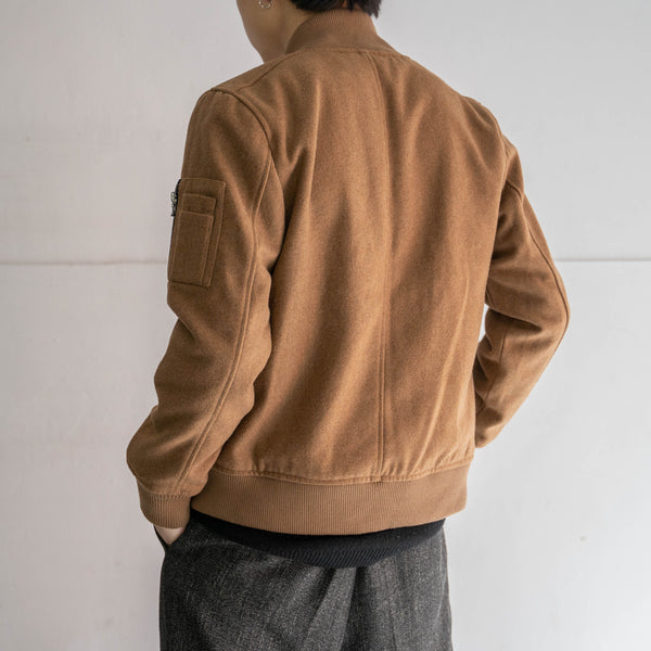 2000s brown wool MA-1 jacket