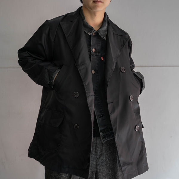 1980-90s black nylon double breasted jacket