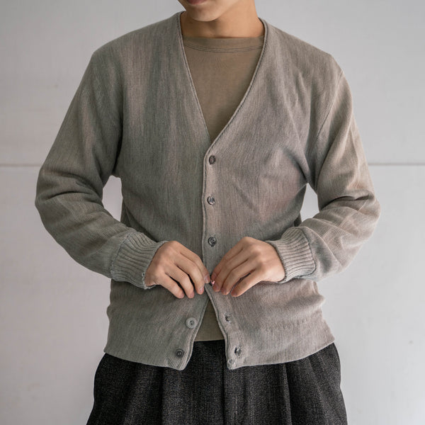 1980-90s gray 2 pockets cardigan -good boro-