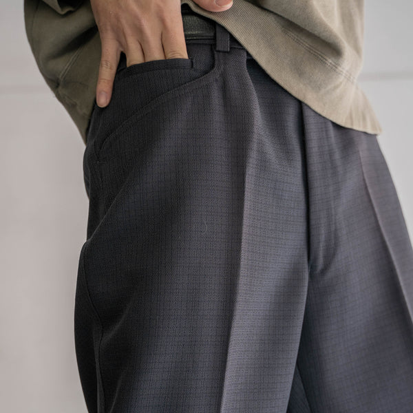 1990s Japan vintage gray based poly 100 slacks with coin pocket